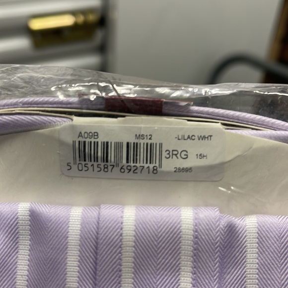 NWT TM Lewin dress shirt Lilac striped Sz 15.5 34.5 - Picture 4 of 4